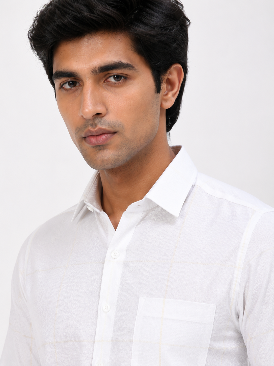 Ivory Honeycomb Jacquard Shirt