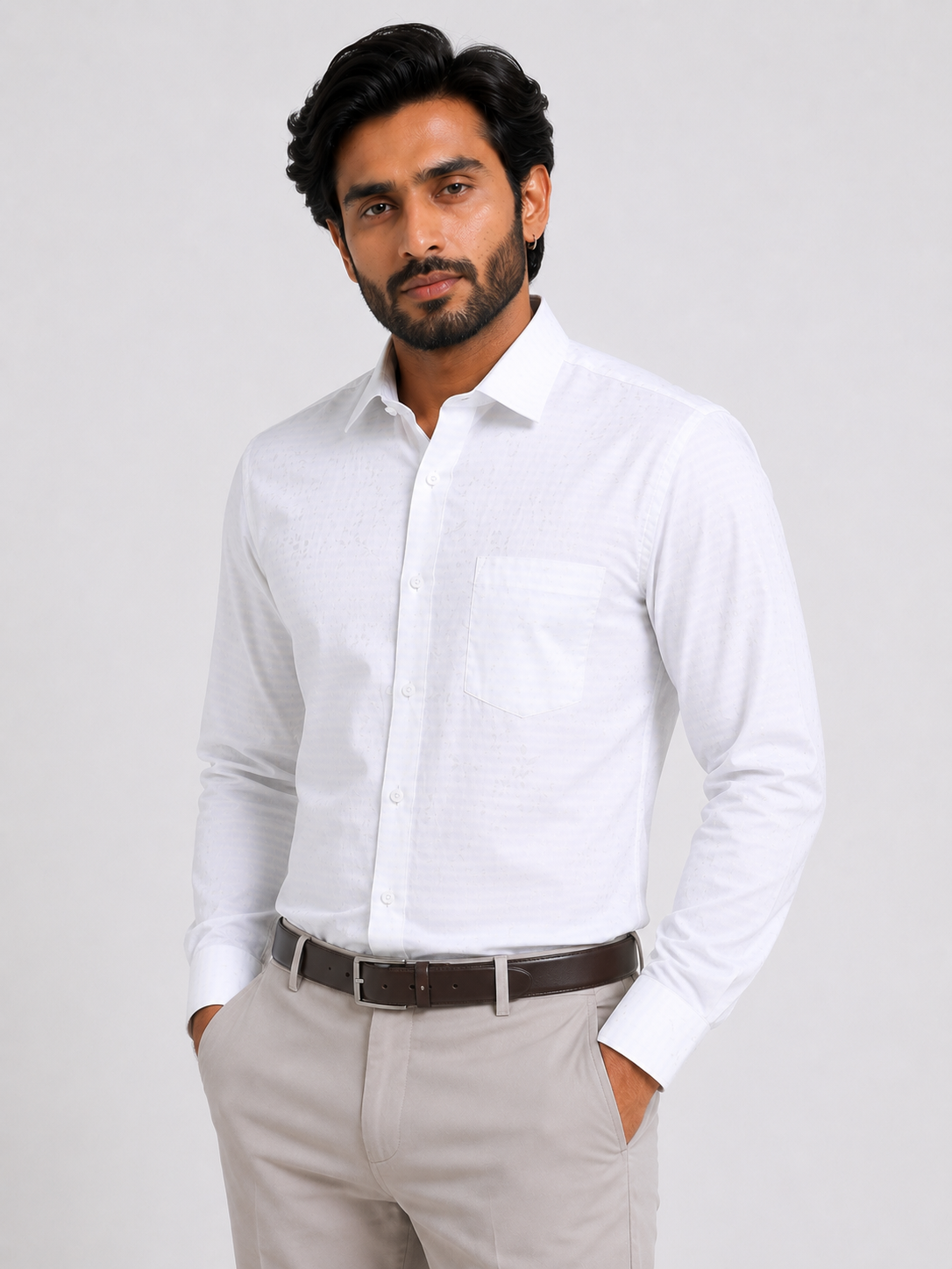 Ivory Bloom Jacquard Shirt