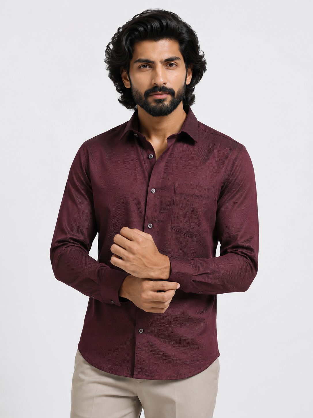 Oxblood Royale Textured Shirt