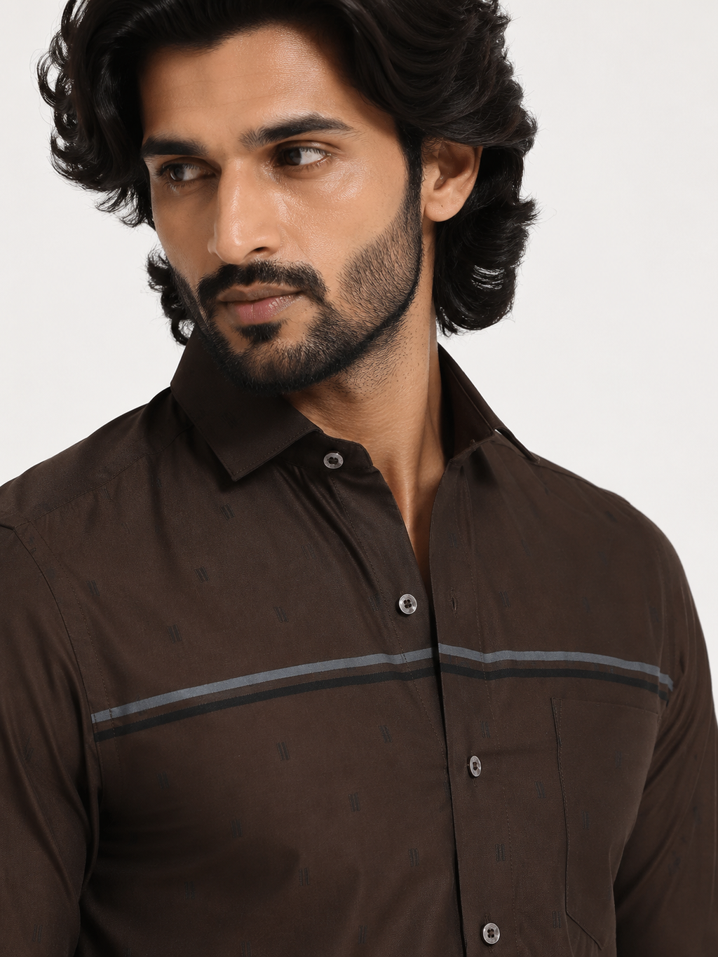 Mocha Luxe Jacquard Shirt