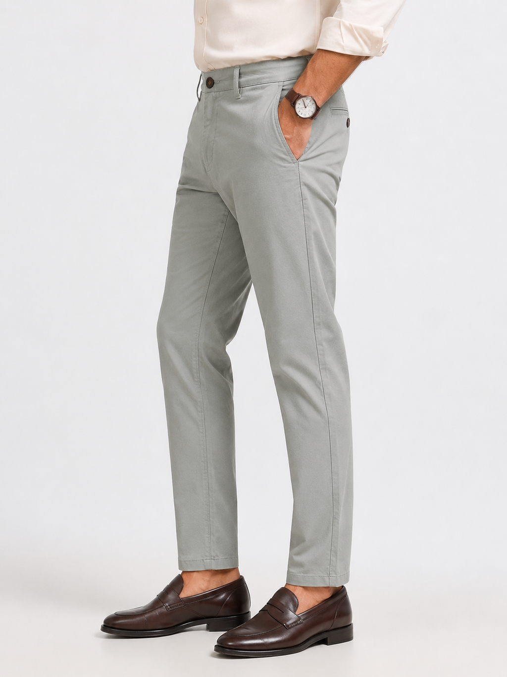 Olive Grey Stretch Trouser