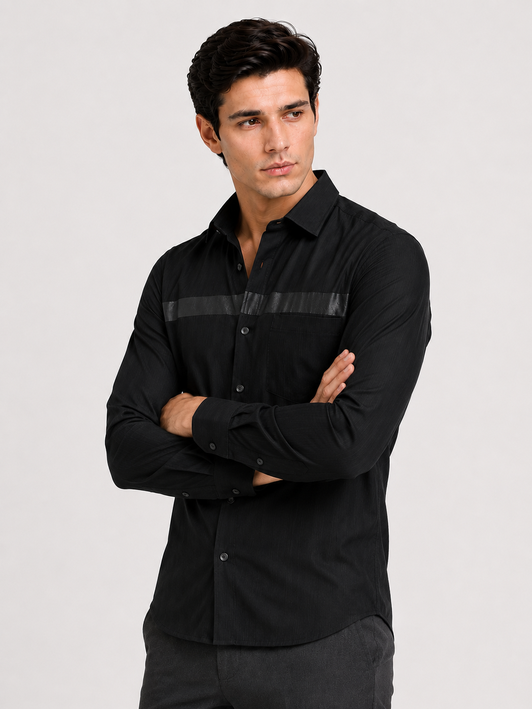 Midnight Linear Signature Jacquard Shirt