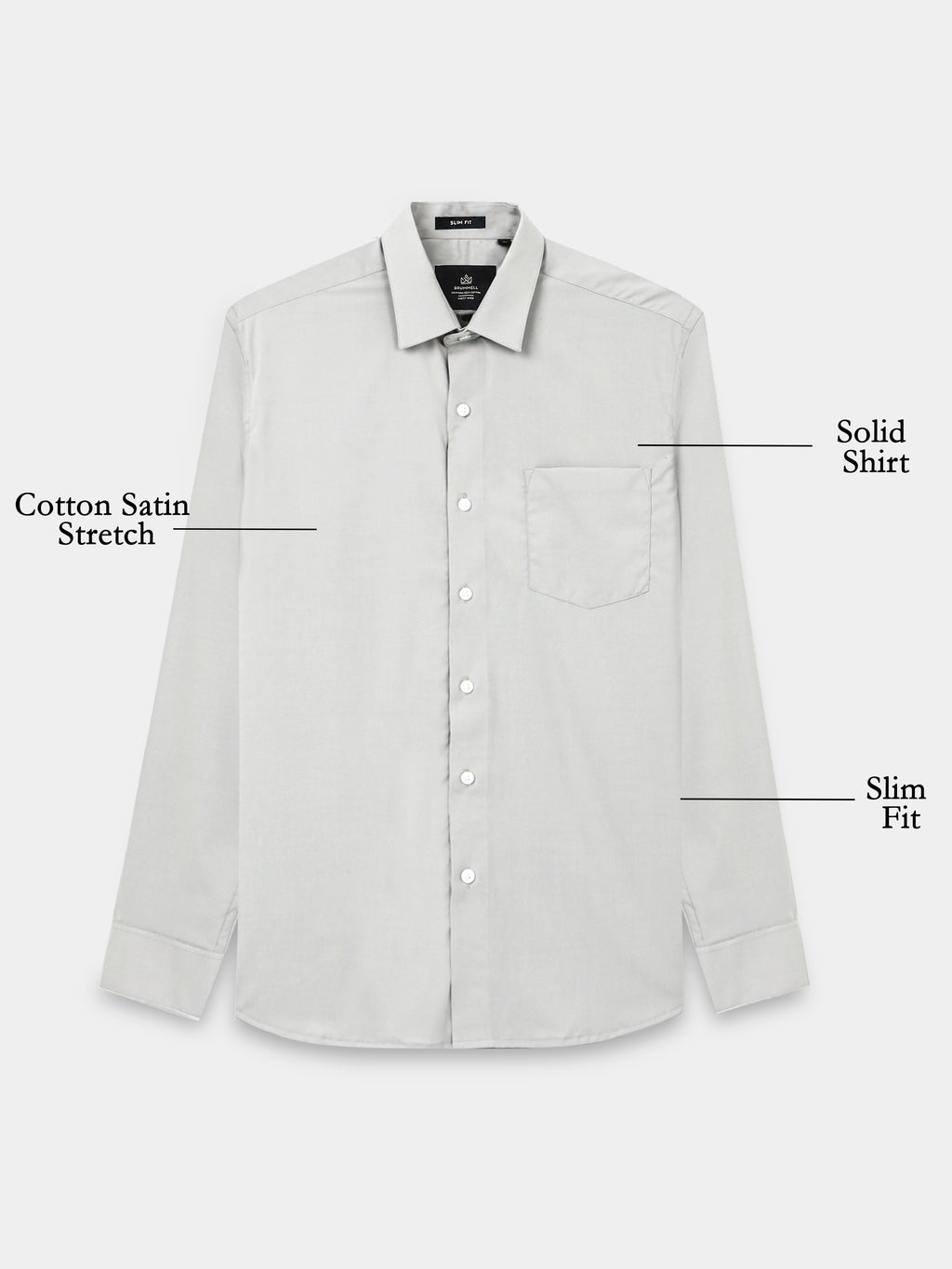 Steel Mist Cotton Satin Stretch Solid Shirt