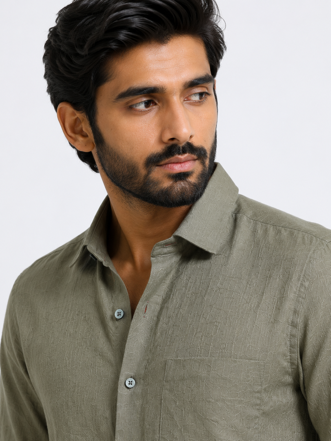 Rustic Olive Linen Shirt