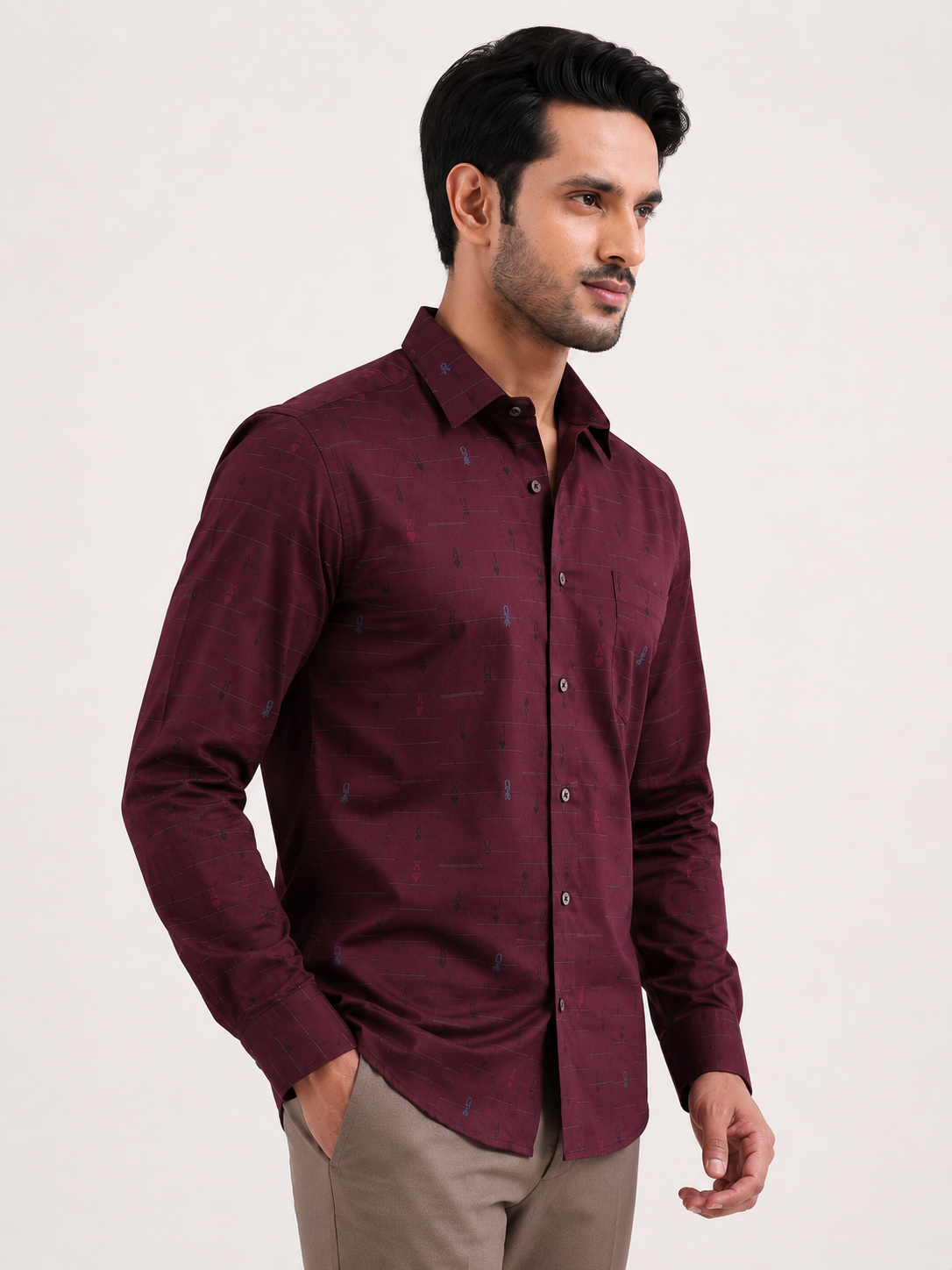 Crimson Cipher Jacquard Shirt