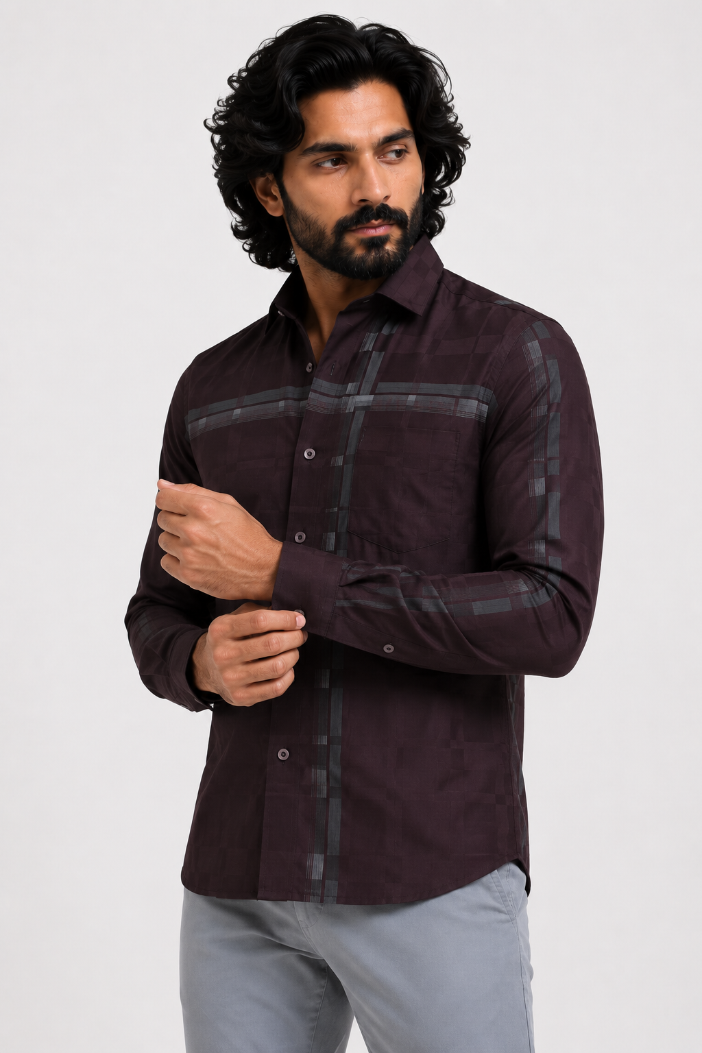 Espresso Checker Jacquard Shirt