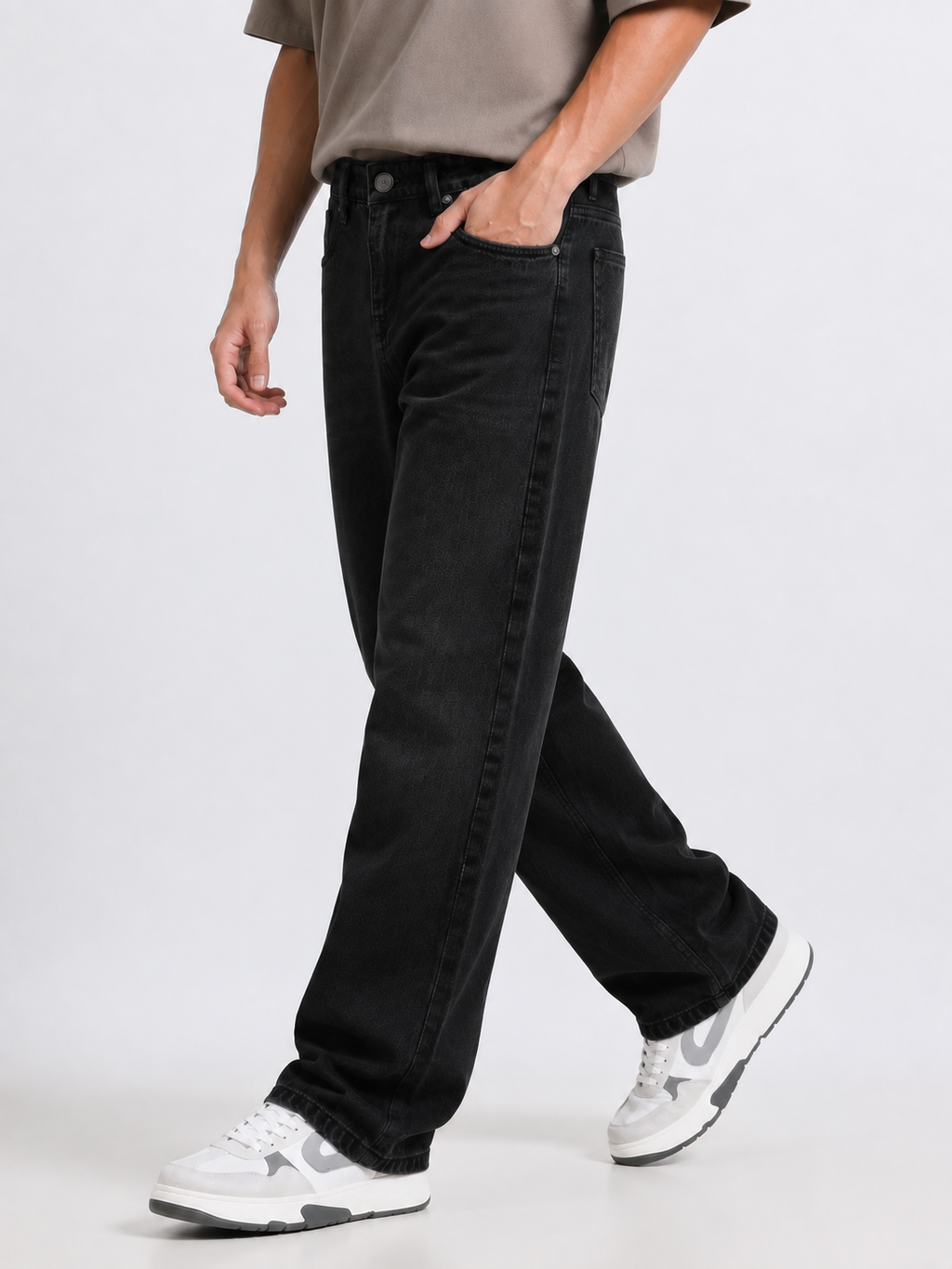 Charcoal Black Baggie Fit Denim
