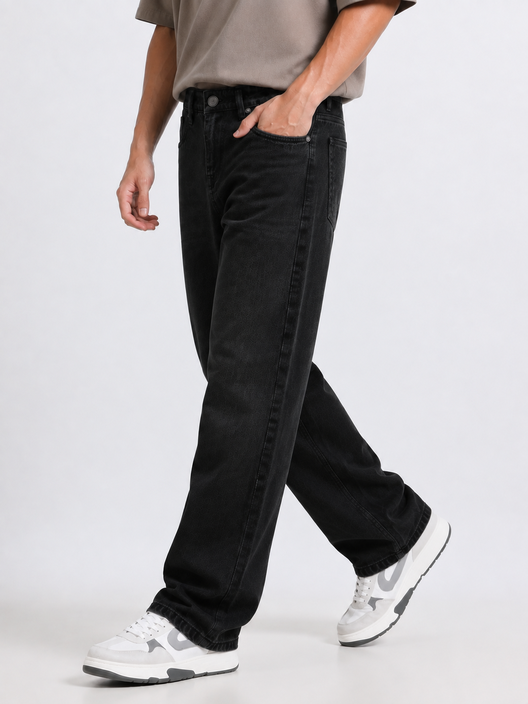 Charcoal Black Baggie Fit Denim