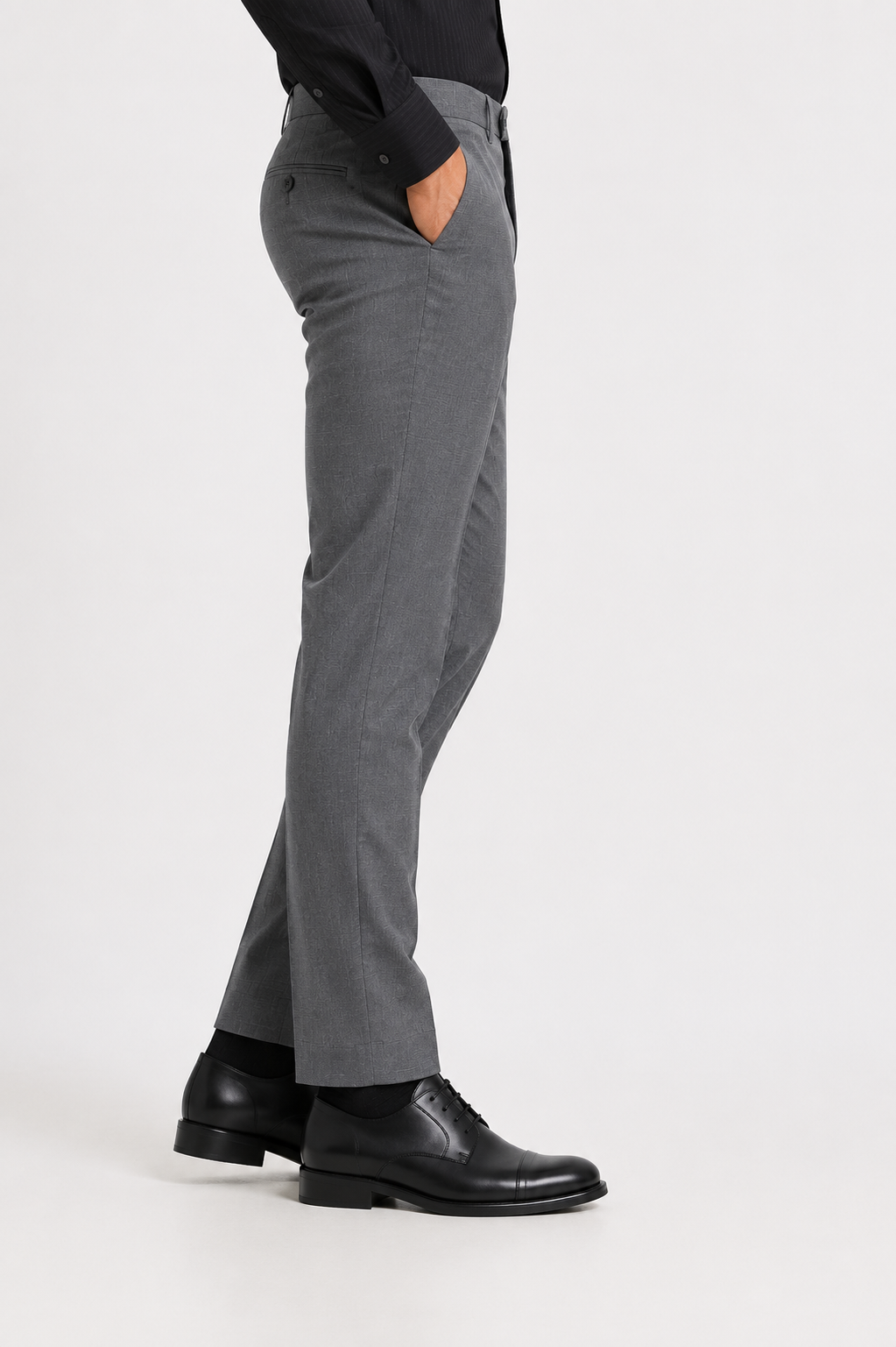 Grey Check 4-Way Stretch Formal Trouser
