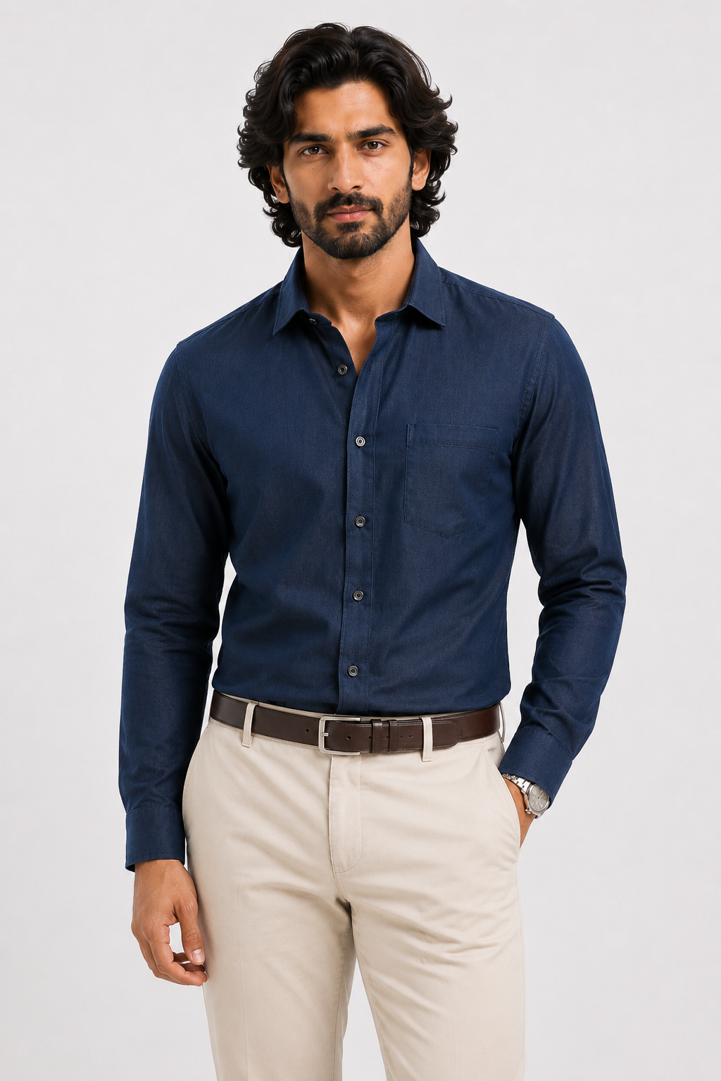 Midnight Blue Linen Shirt