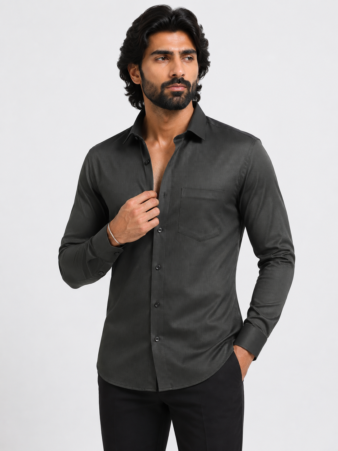 Nocturnal Olive Artisan Textured Shirt
