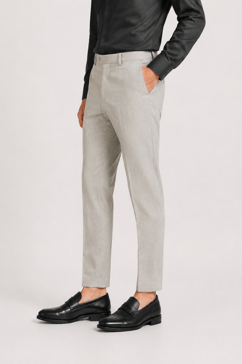 Light Grey 4-Way Stretch Formal Trouser
