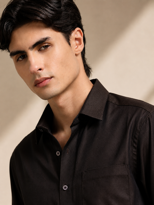 Espresso Prism Jacquard Textured Shirt