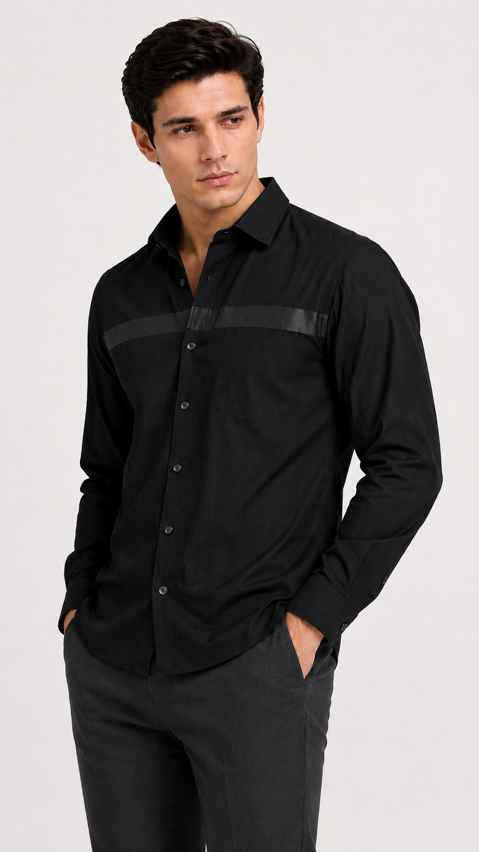Midnight Linear Signature Jacquard Shirt
