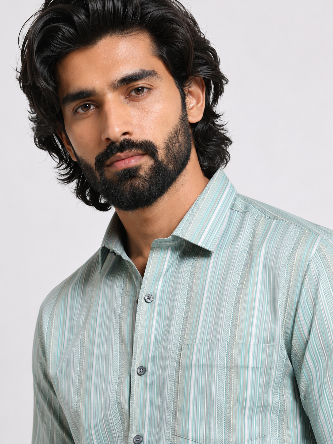 Glacier Olive Jacquard Artisan Shirt