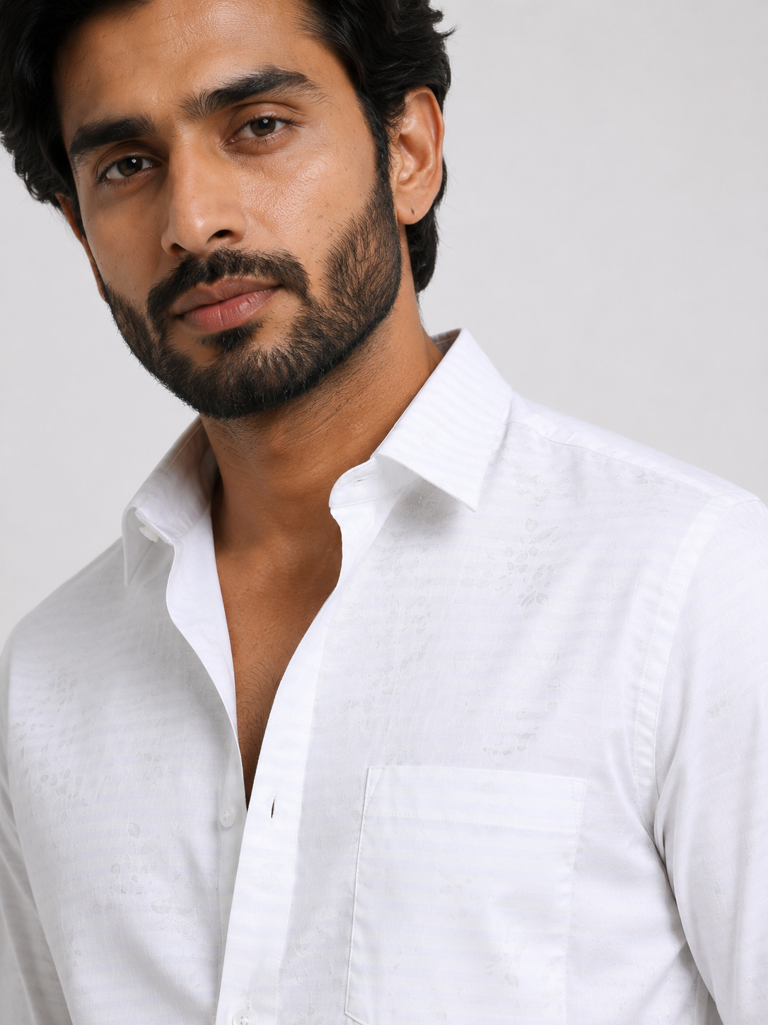 Ivory Bloom Jacquard Shirt