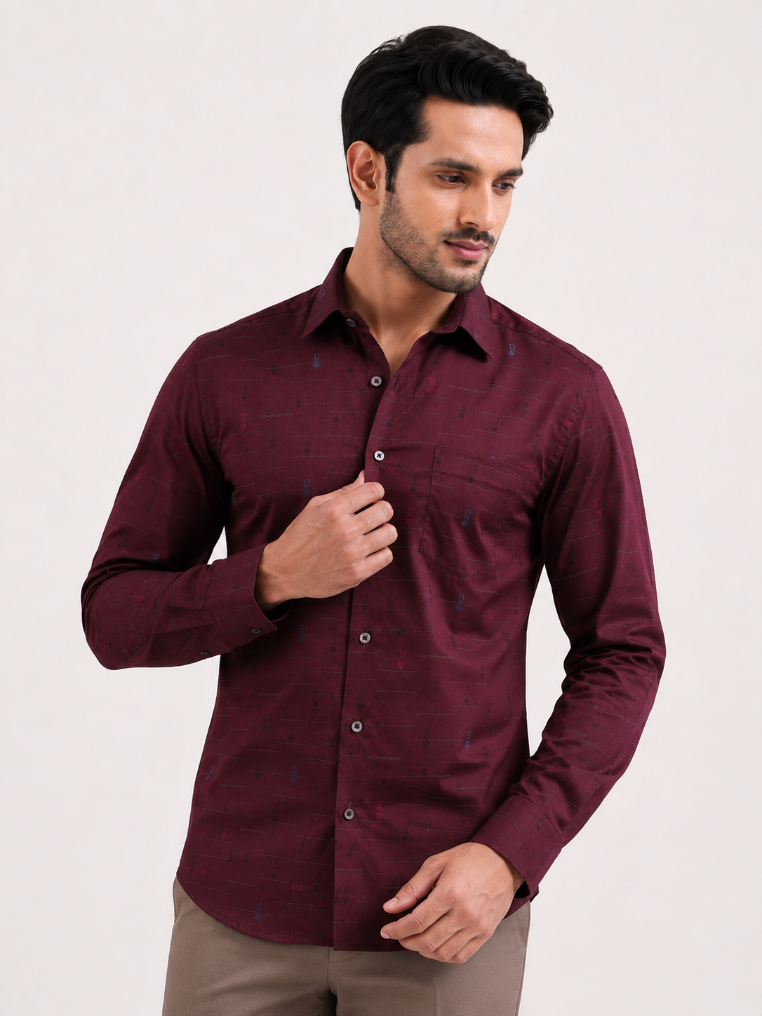 Crimson Cipher Jacquard Shirt