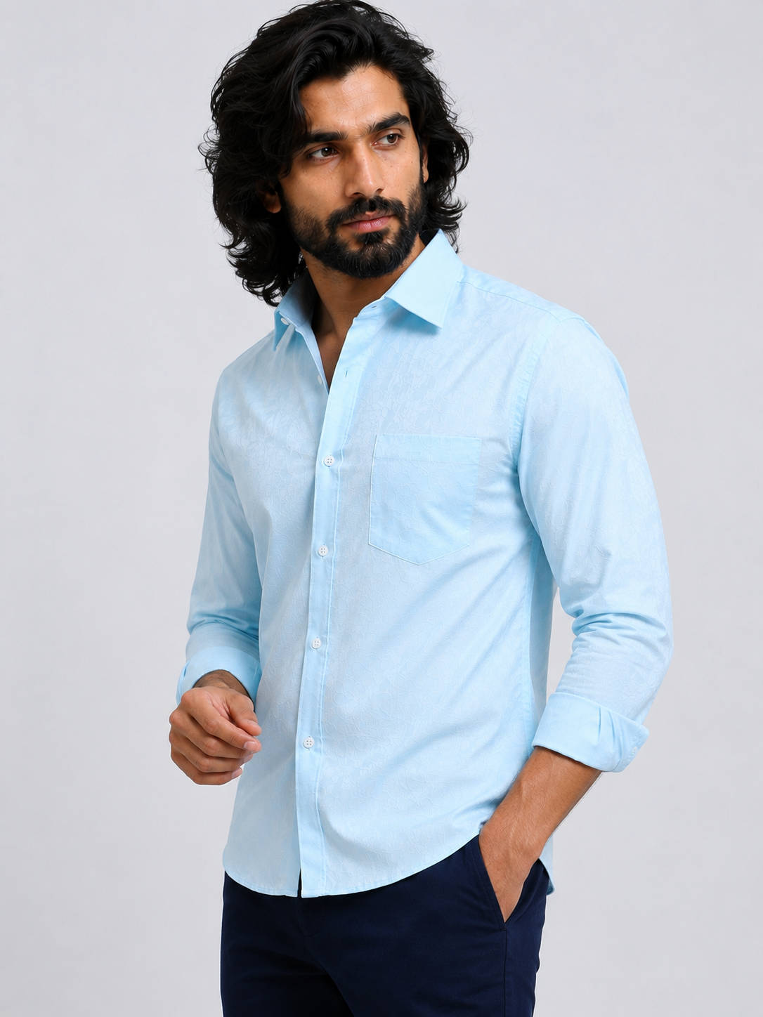 Arctic Blue Jacquard Shirt