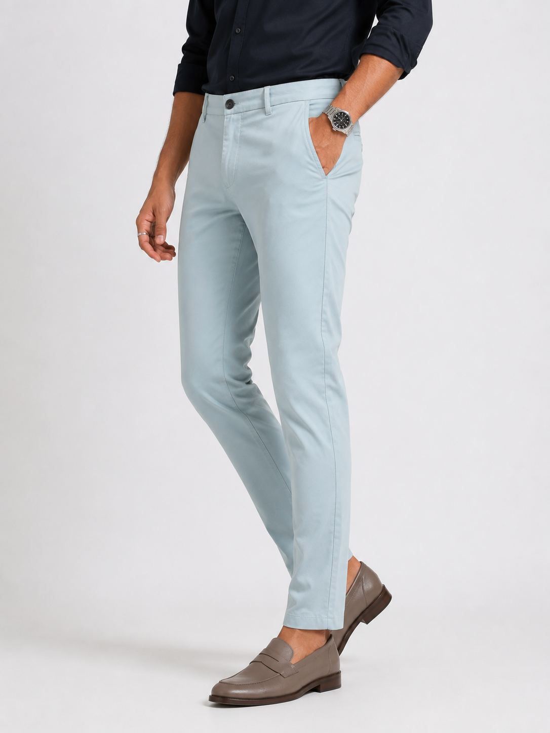 Bluish Grey Twill Trouser