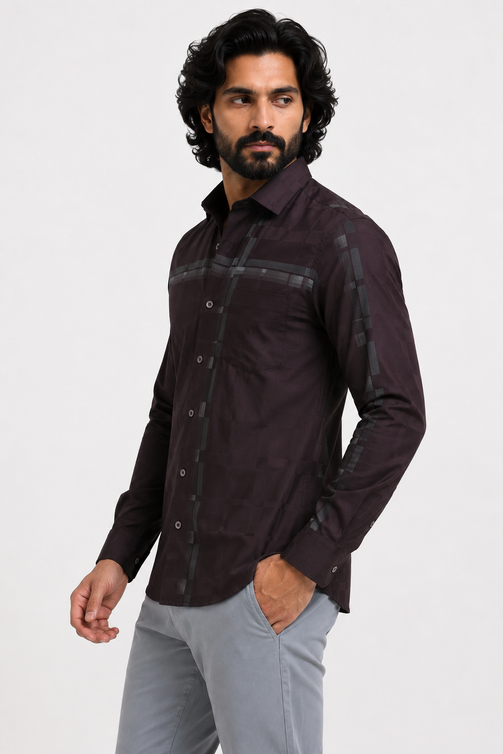 Espresso Checker Jacquard Shirt