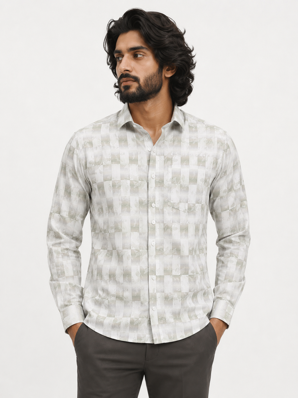 Shadow Flora Checkerboard Jacquard Shirt