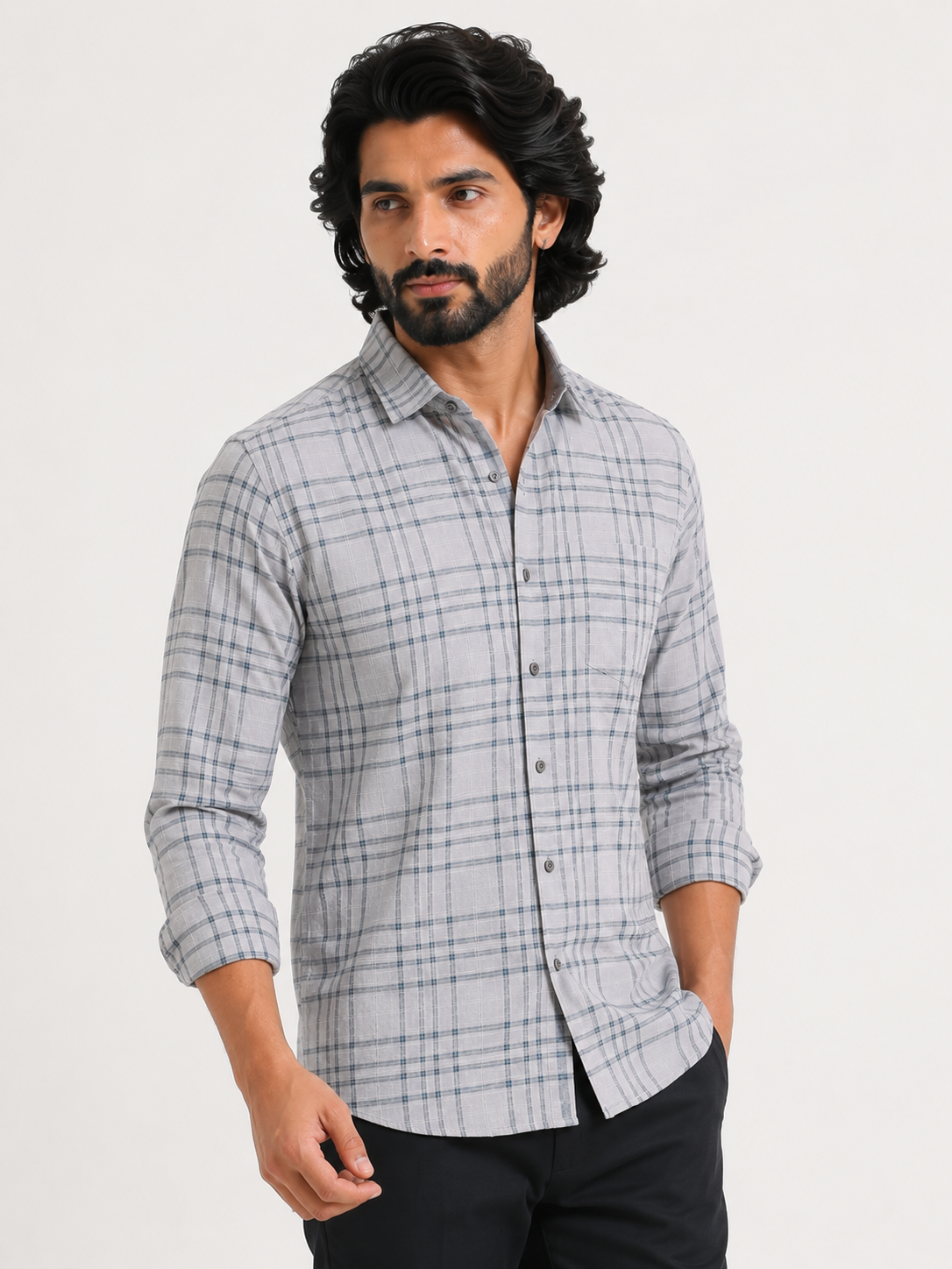 Mist Grey Jacquard Shirt