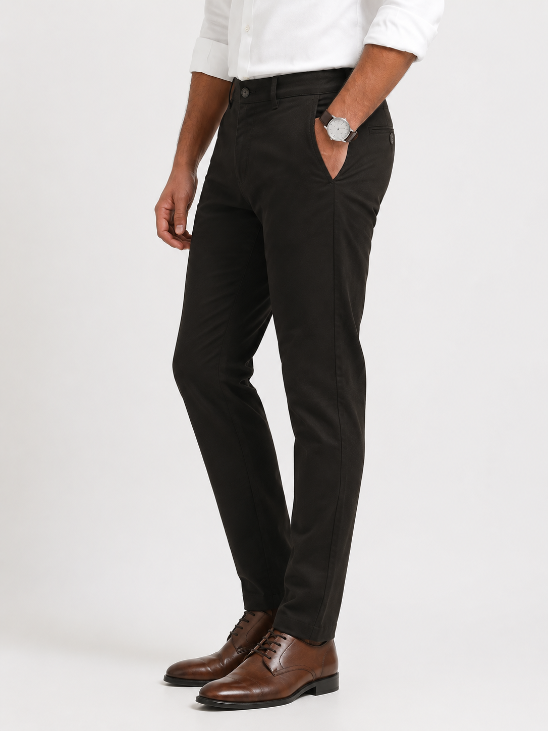 Dark Olive Brown Dobby Trouser