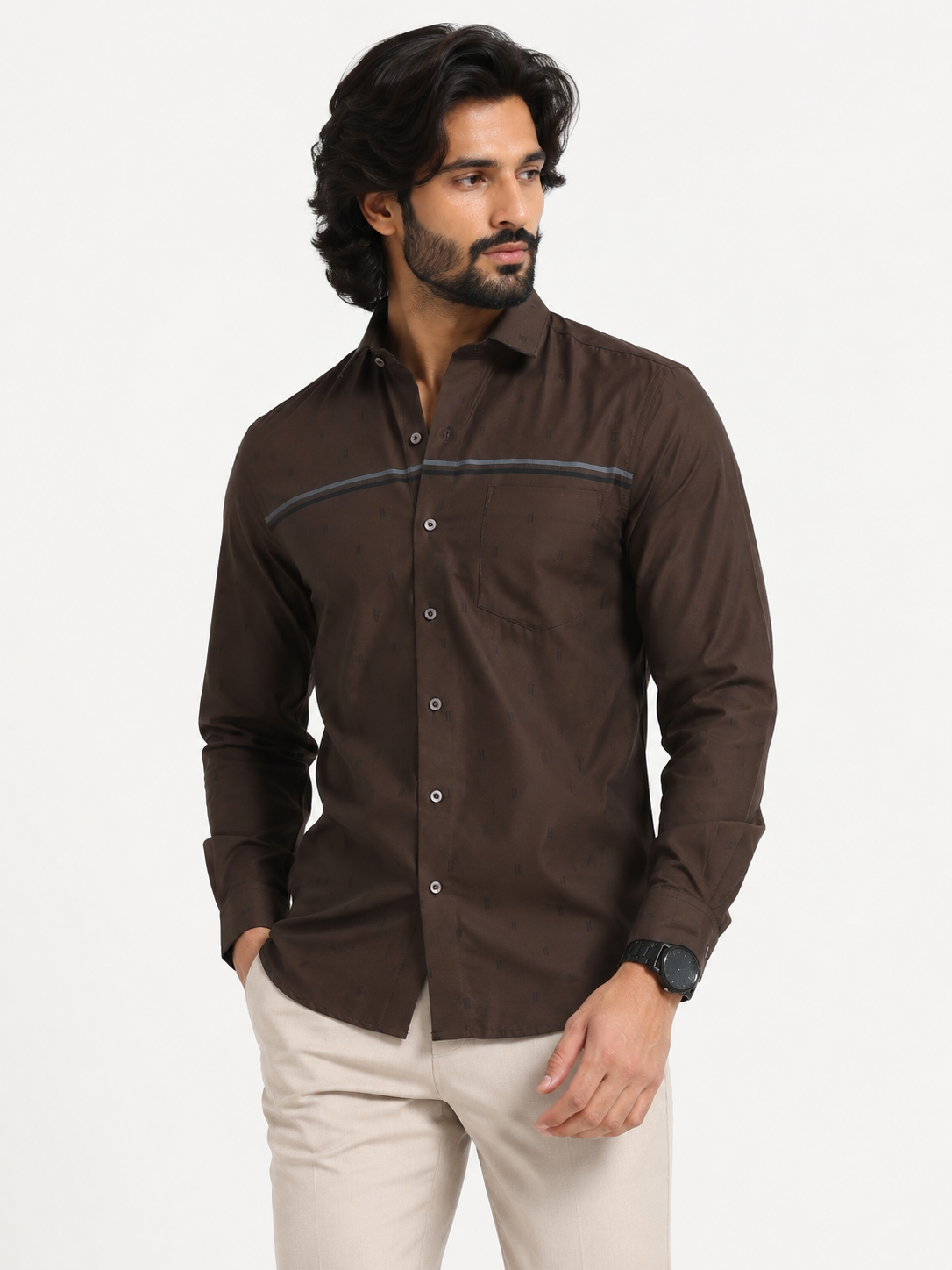 Mocha Luxe Jacquard Shirt