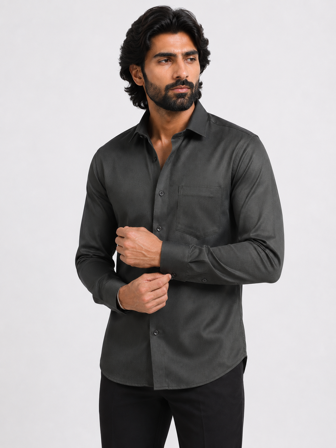 Nocturnal Olive Artisan Textured Shirt
