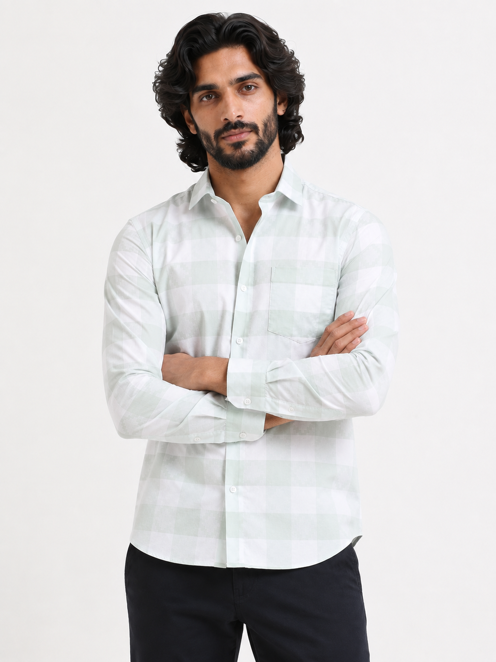 Pistachio Check Artisan Jacquard Shirt