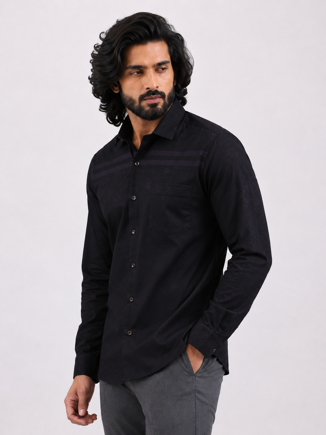 Midnight Grid Jacquard Shirt