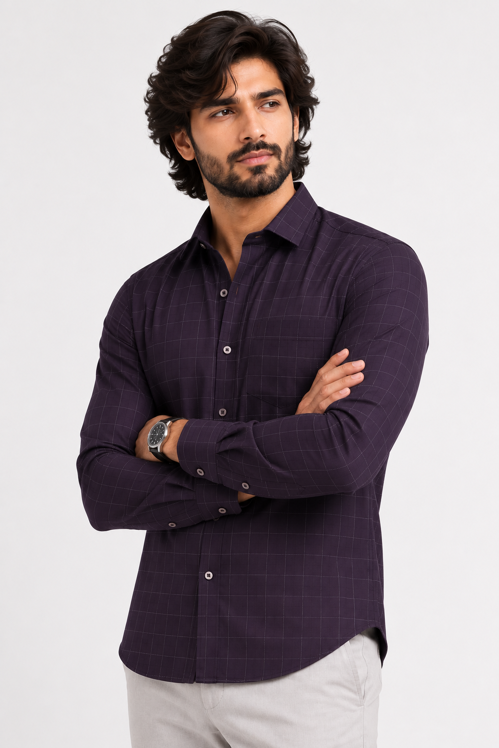 Aubergine Tectonic Jacquard Shirt