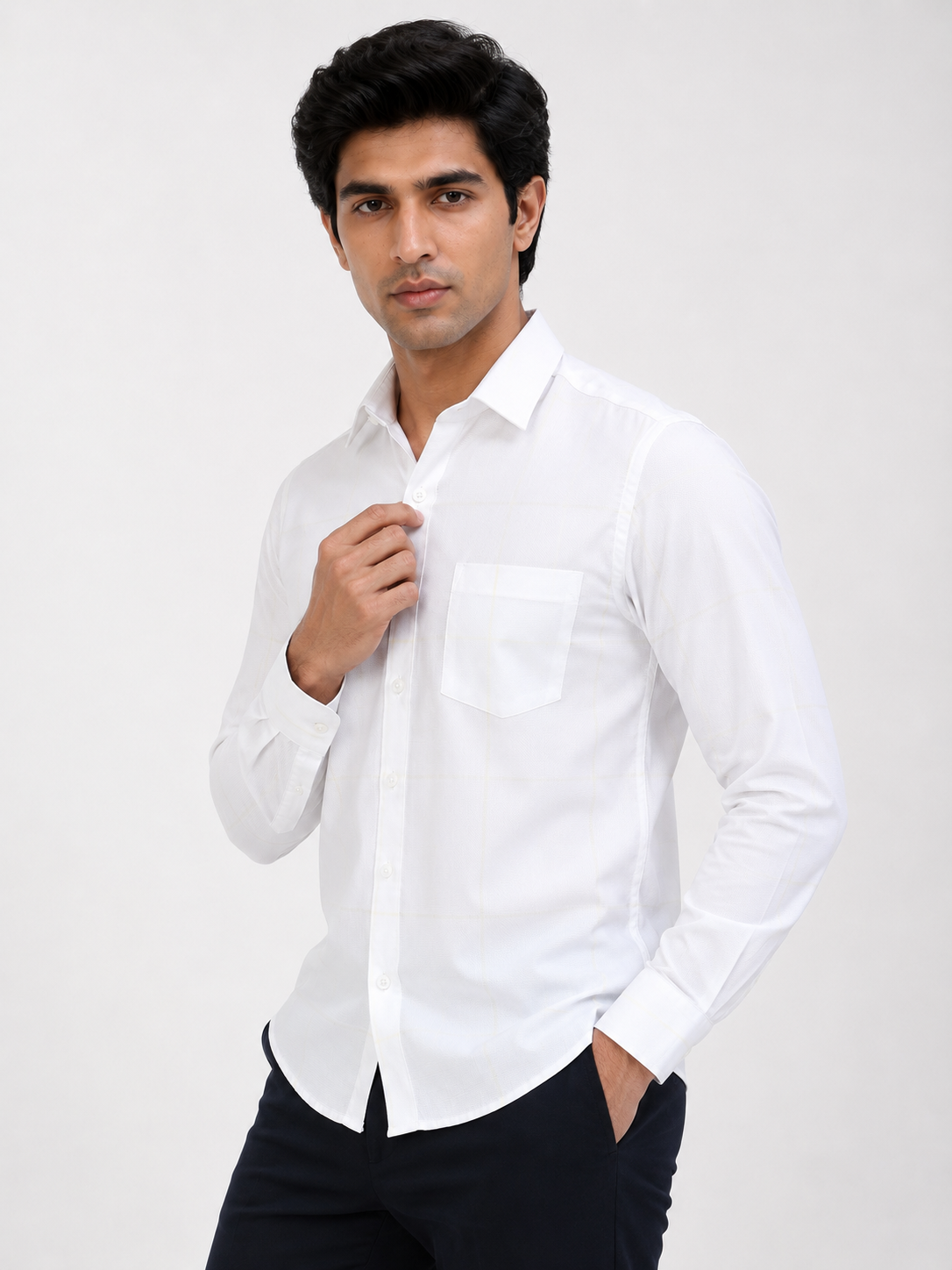 Ivory Honeycomb Jacquard Shirt