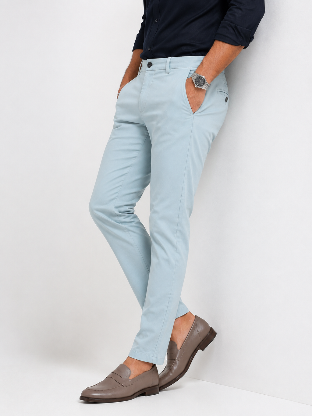 Bluish Grey Twill Trouser