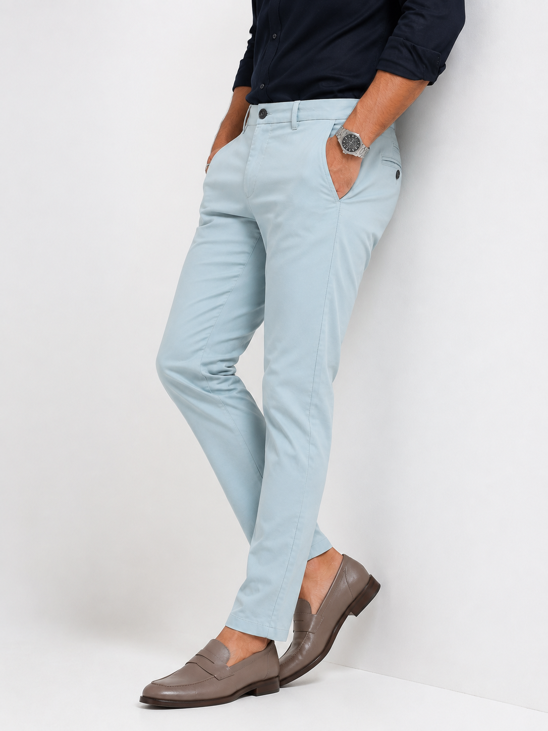 Bluish Grey Twill Trouser