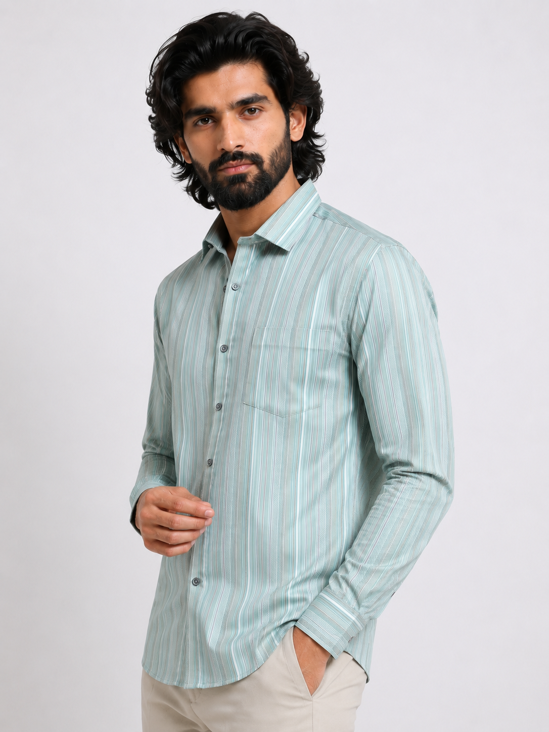 Glacier Olive Jacquard Artisan Shirt