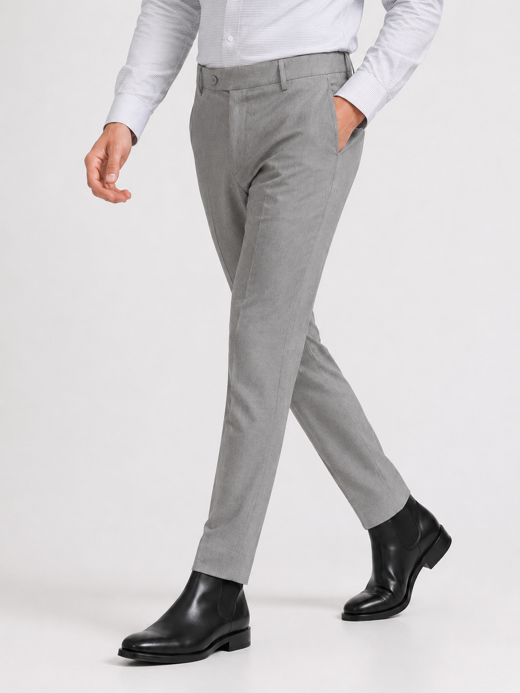 Cement Grey 4-Way Stretch Formal Trouser