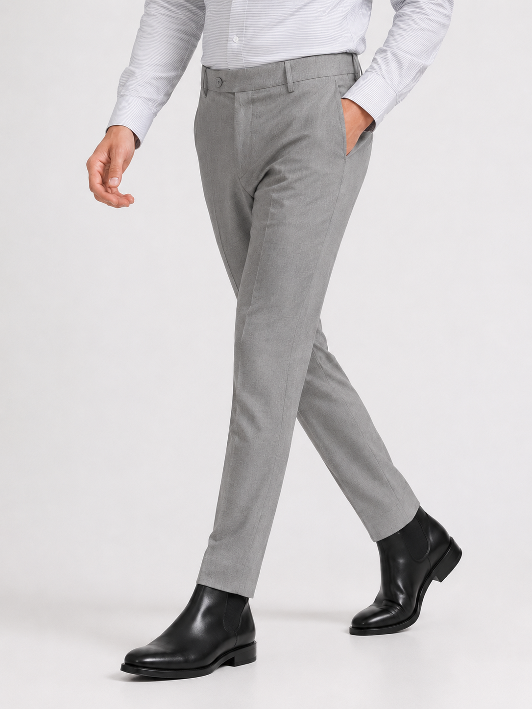 Cement Grey 4-Way Stretch Formal Trouser