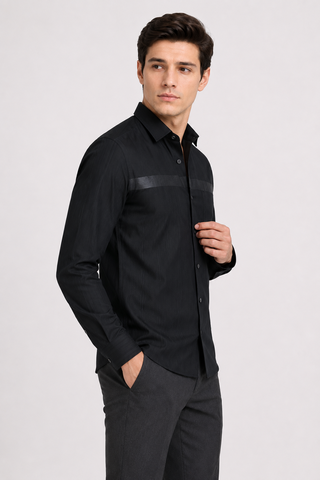 Midnight Linear Signature Jacquard Shirt