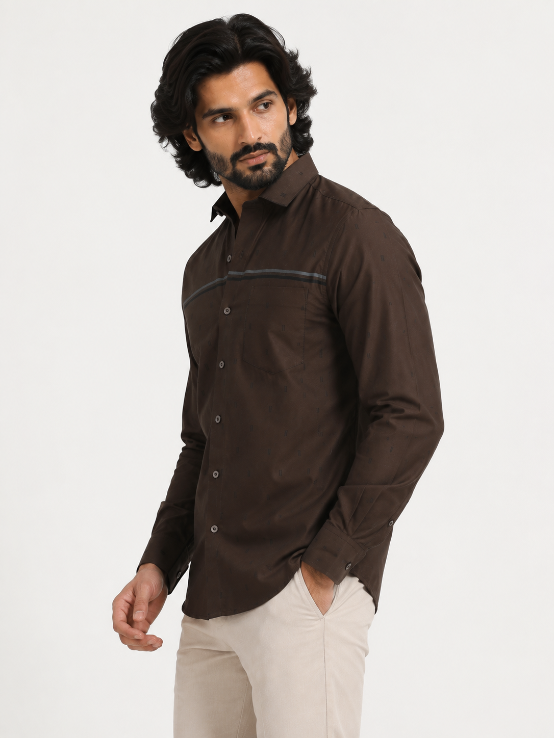 Mocha Luxe Jacquard Shirt