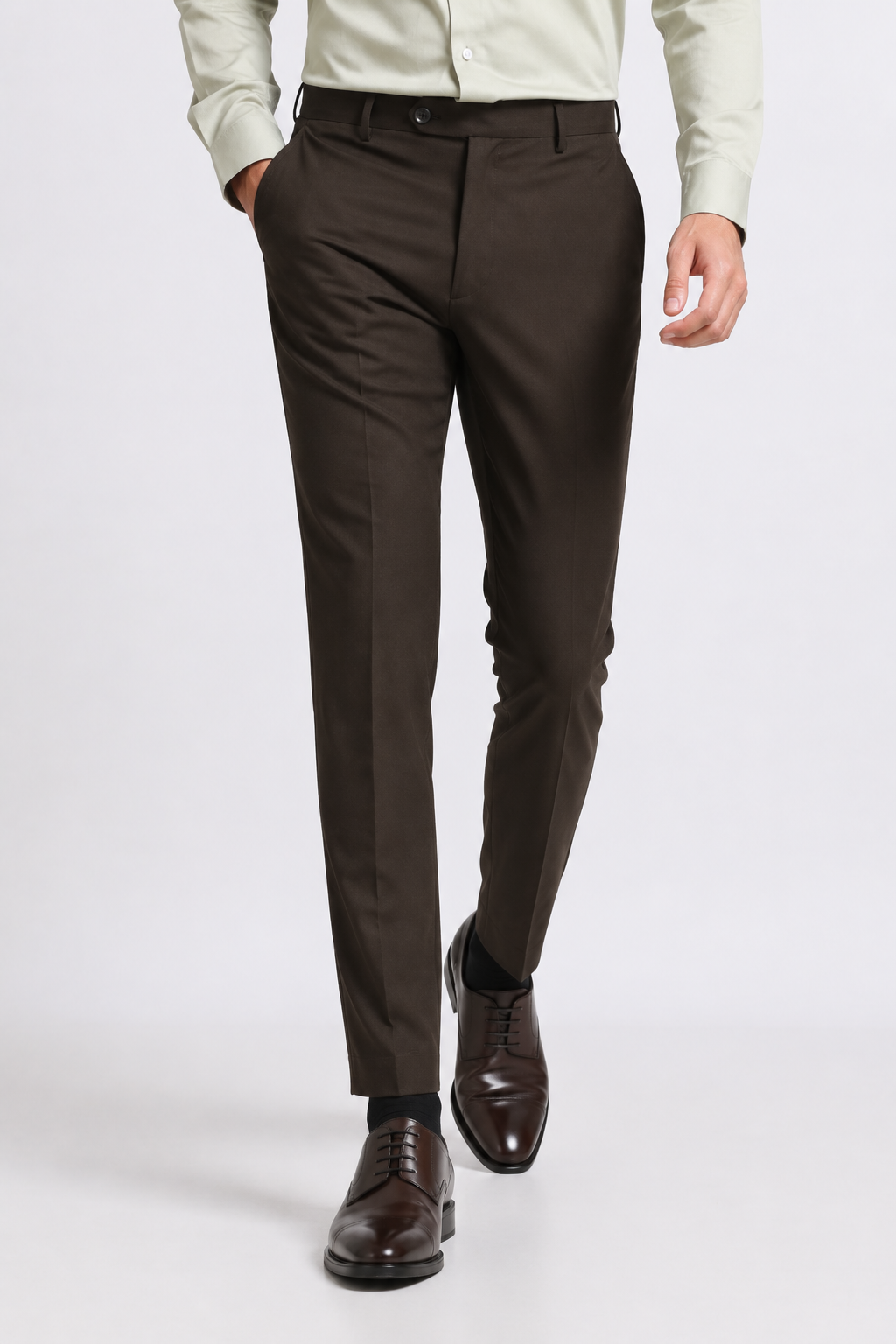 Brown 4-Way Stretch Formal Trouser