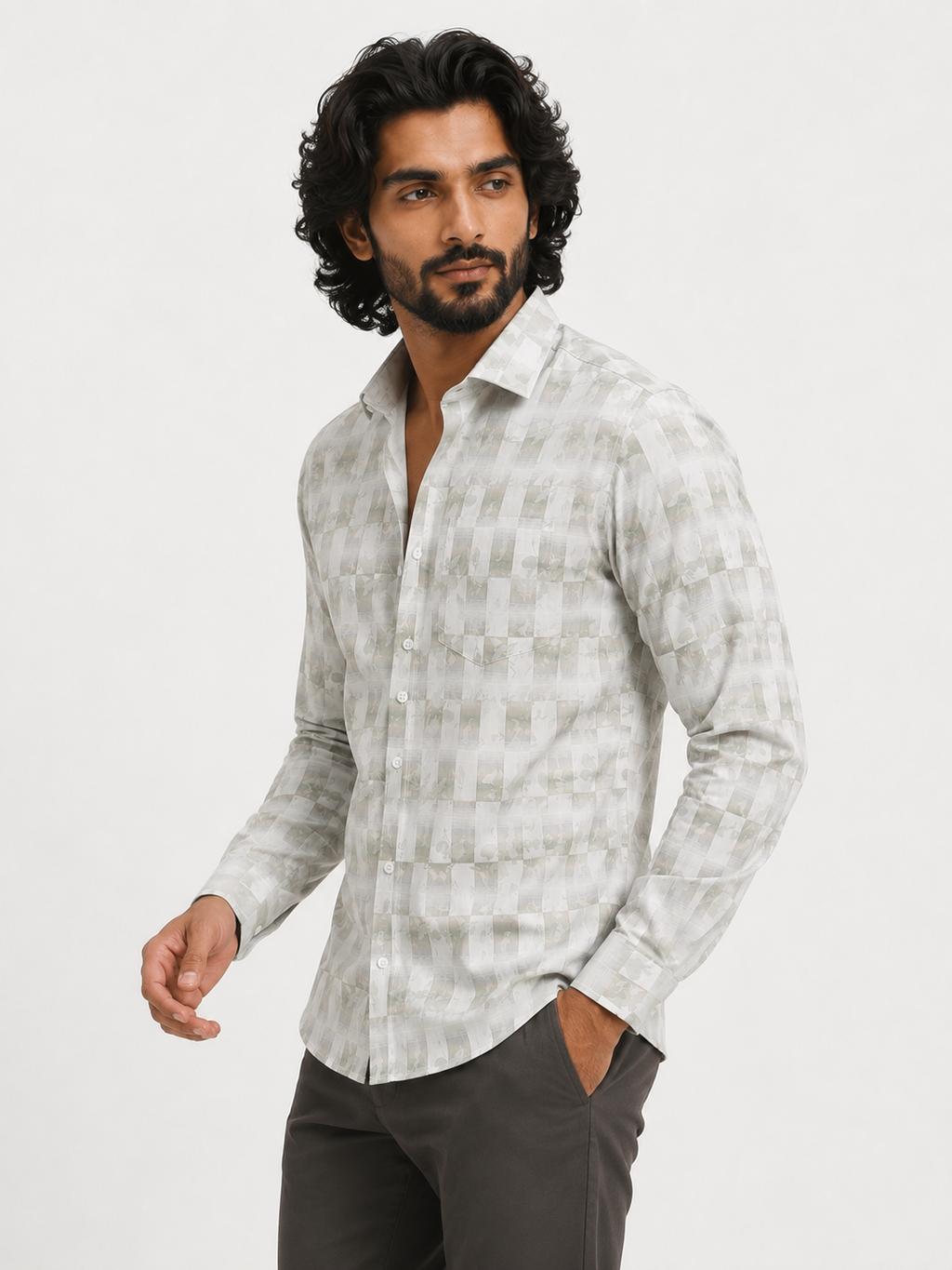 Shadow Flora Checkerboard Jacquard Shirt