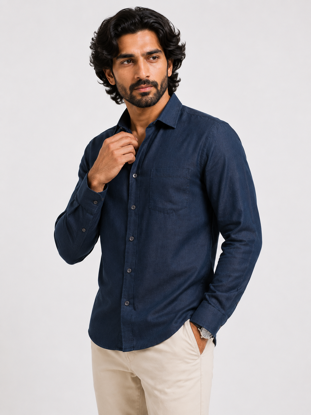 Midnight Blue Linen Shirt
