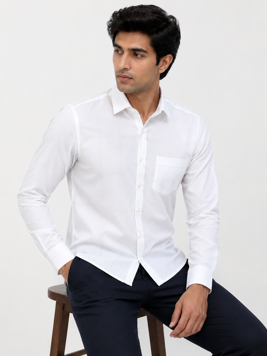 Ivory Honeycomb Jacquard Shirt