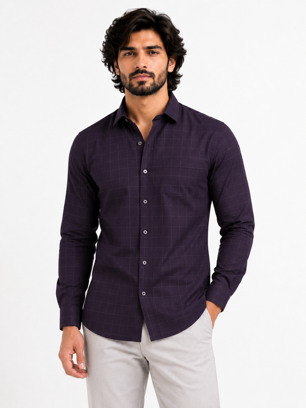 Aubergine Tectonic Jacquard Shirt