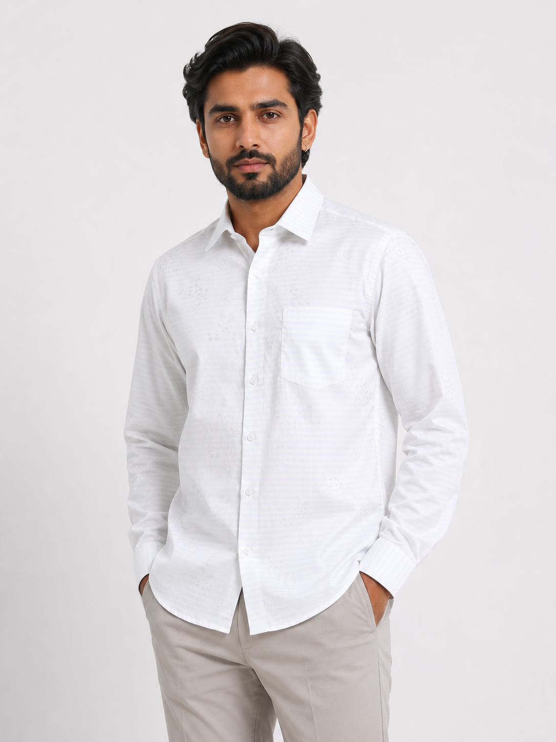 Ivory Bloom Jacquard Shirt