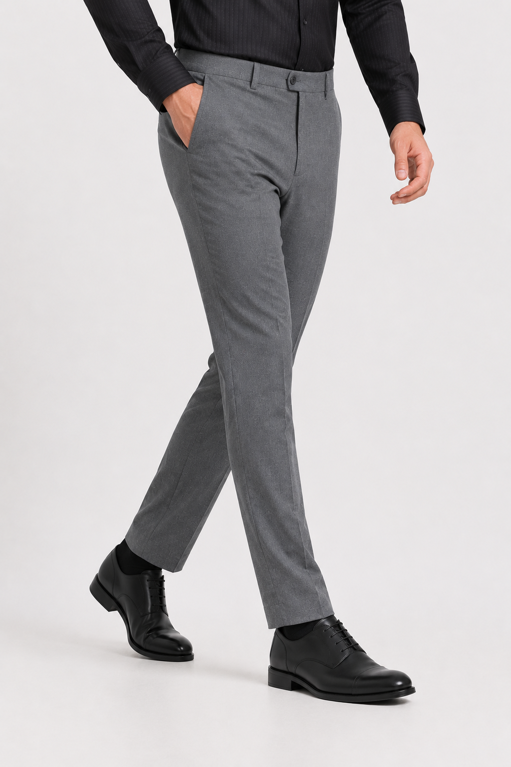 Grey Check 4-Way Stretch Formal Trouser