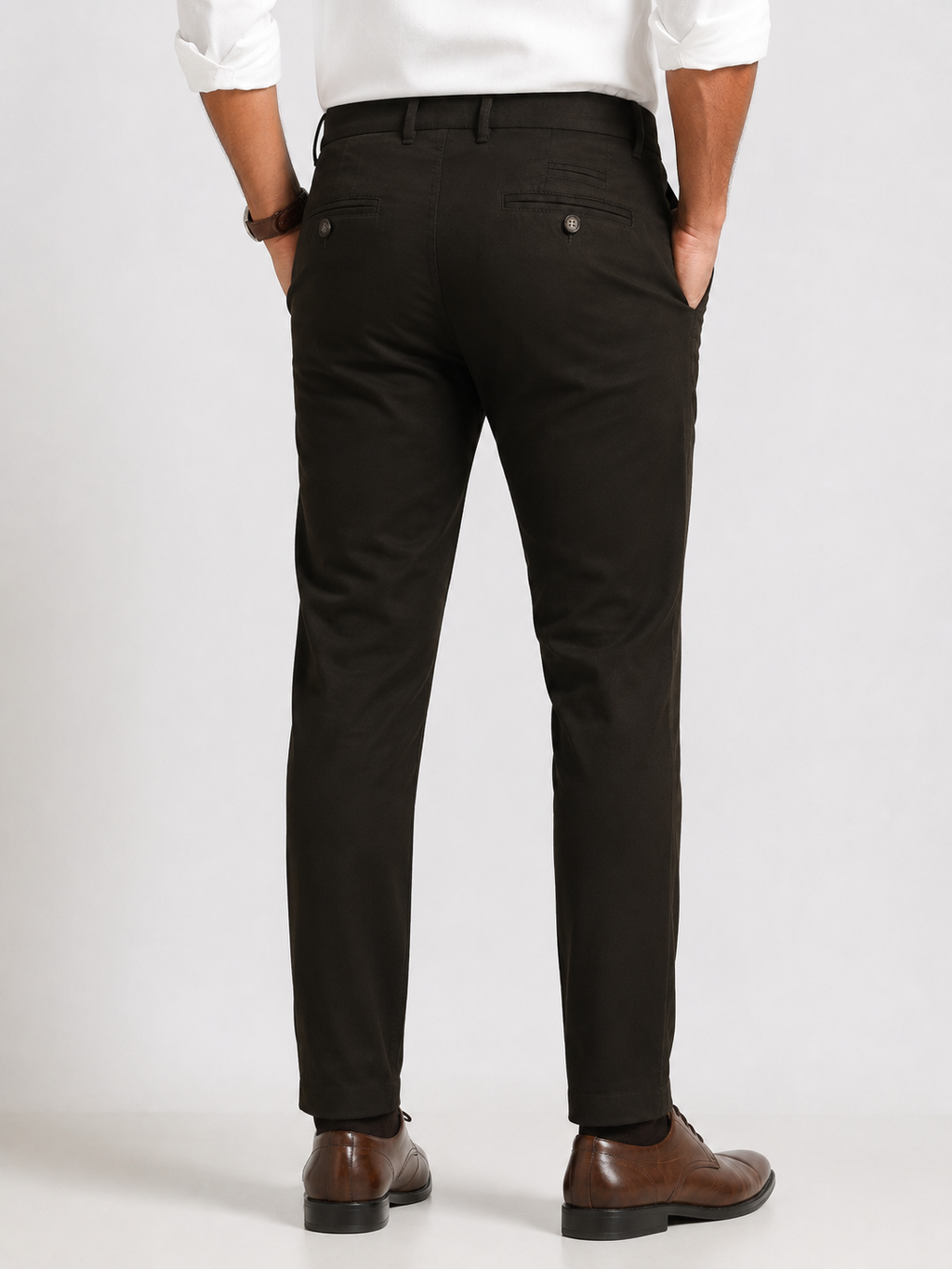 Dark Olive Brown Dobby Trouser