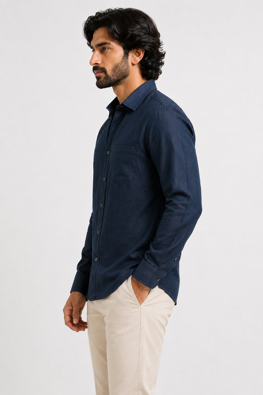 Midnight Blue Linen Shirt