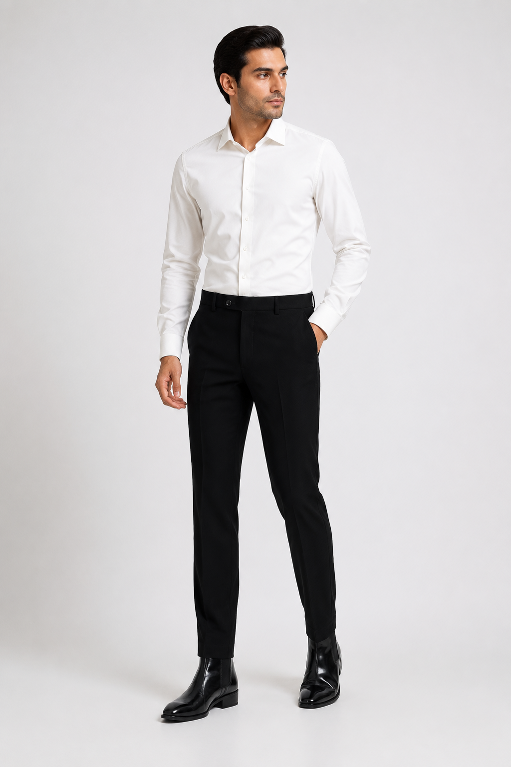 Indo Black Lachka Stretch Formal Trouser
